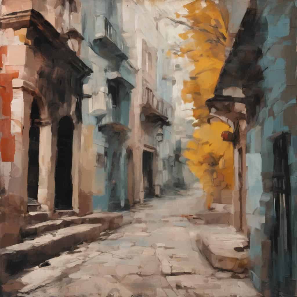 Μέρη με παραδοσιακά κτίρια και φθαρμένη πέτρα, βαλμένα ζωντανά με ζωγραφικό ύφος, αποπνέουν την τέχνη της χειροτεχνίας και της παράδοσης.